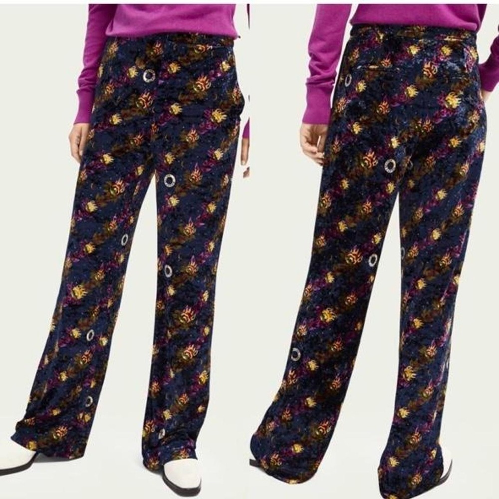 Scotch & Soda Star Watcher Velvet Wide Leg Pants